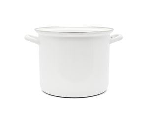 Riess Classic Weiß Emaille-Topf 22 Cm – 6 Liter, Mit Chromrand & Induktionsgeeignet
