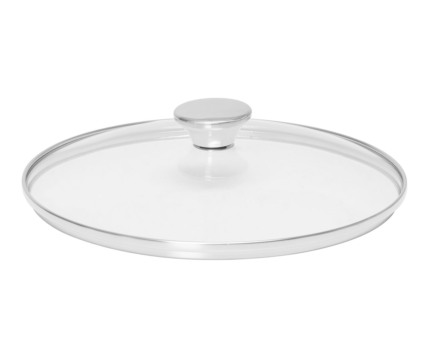 Riess Glasdeckel flach mit Edelstahlknopf 24 cm Cristall