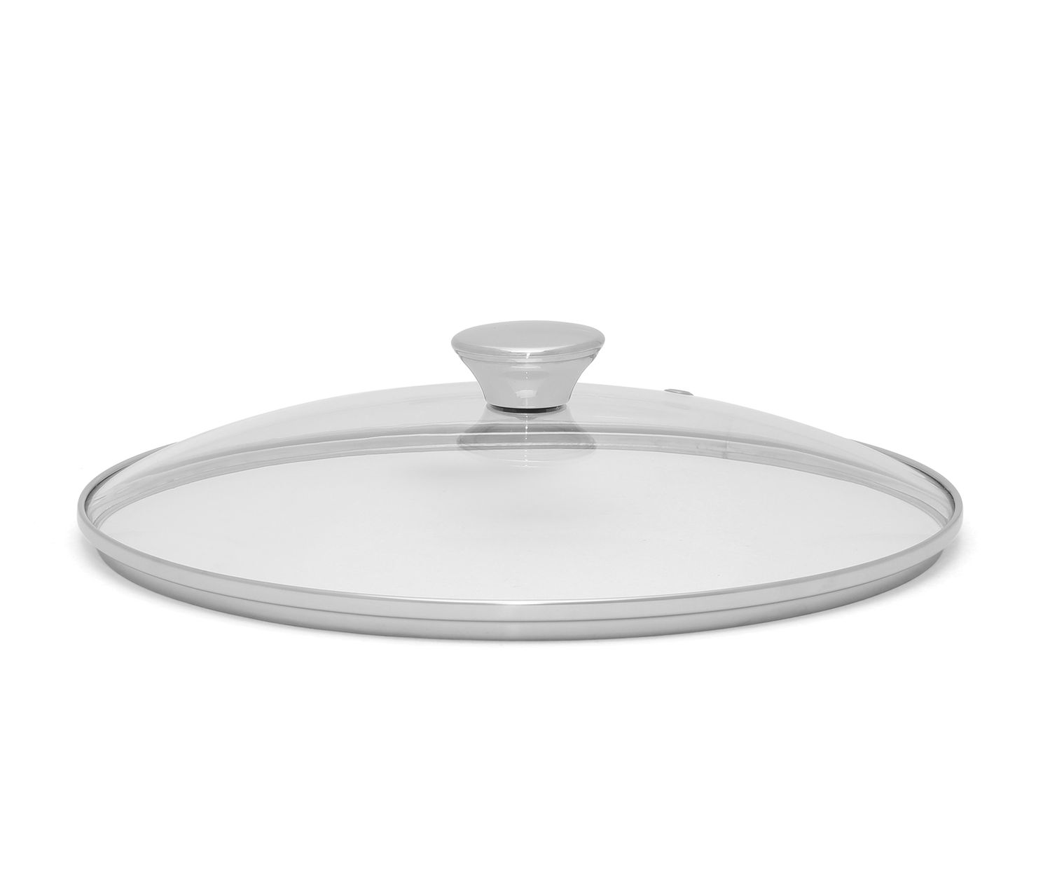 Riess Glasdeckel flach mit Edelstahlknopf 28 cm Cristall
