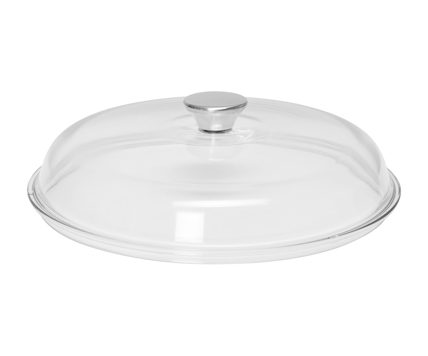 Riess Glasdeckel hoch mit Edelstahlknopf 28 cm Cristall